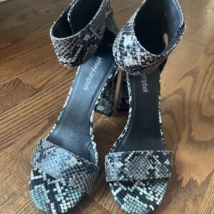 Jeffrey Campbell Black and Blue Snakeskin Heels